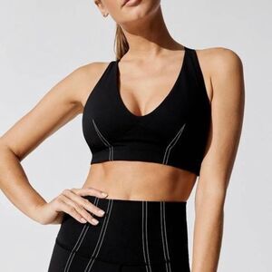 Carbon38 Contrast Stitch Cross Back Bra